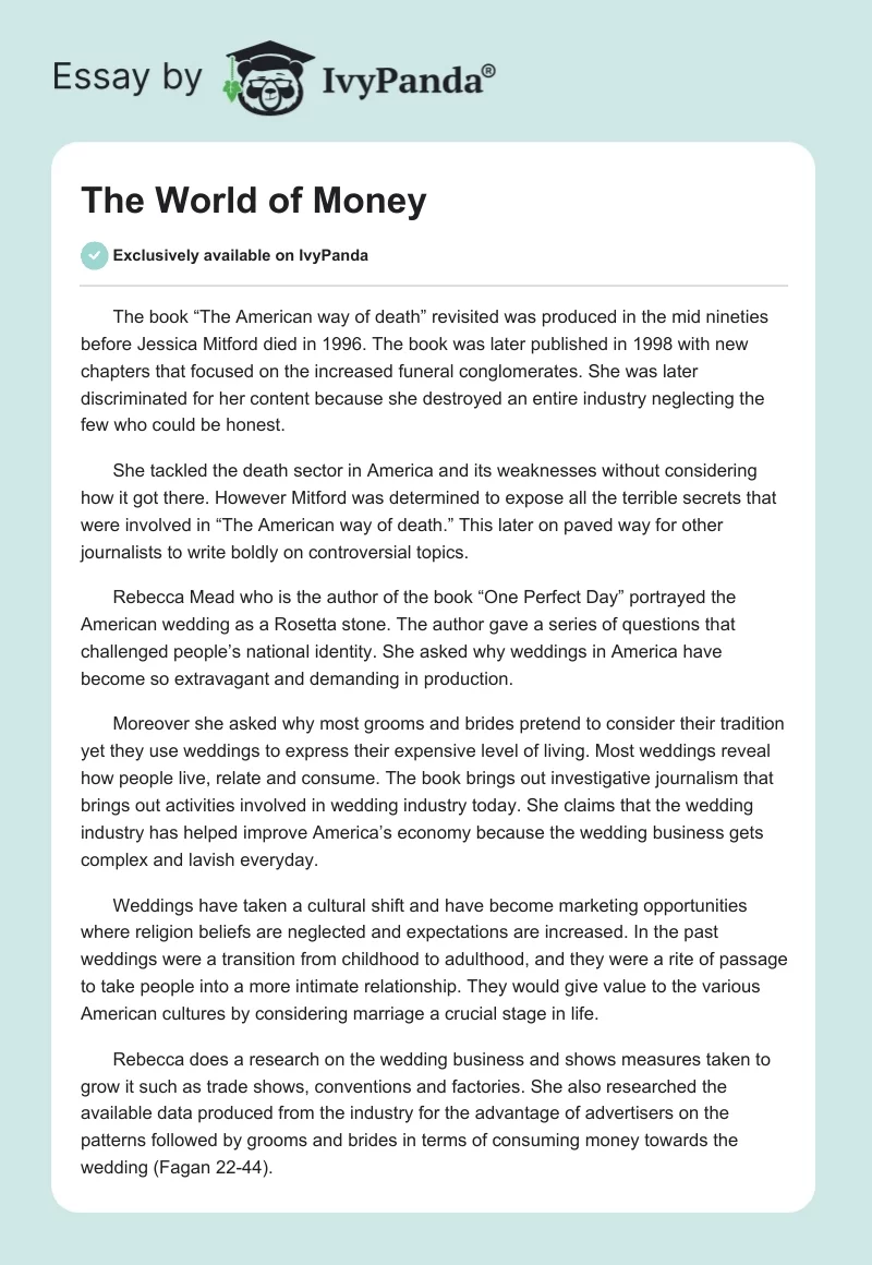 The World of Money. Page 1