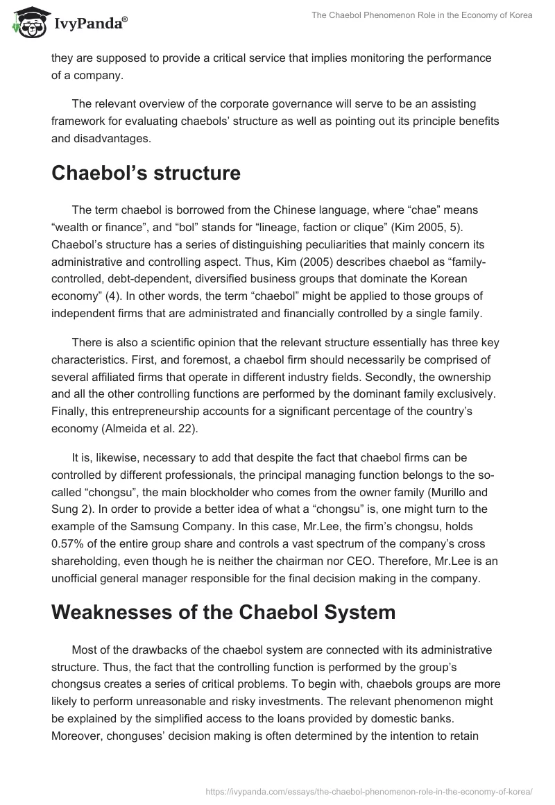 The Chaebol Phenomenon Role in the Economy of Korea. Page 3