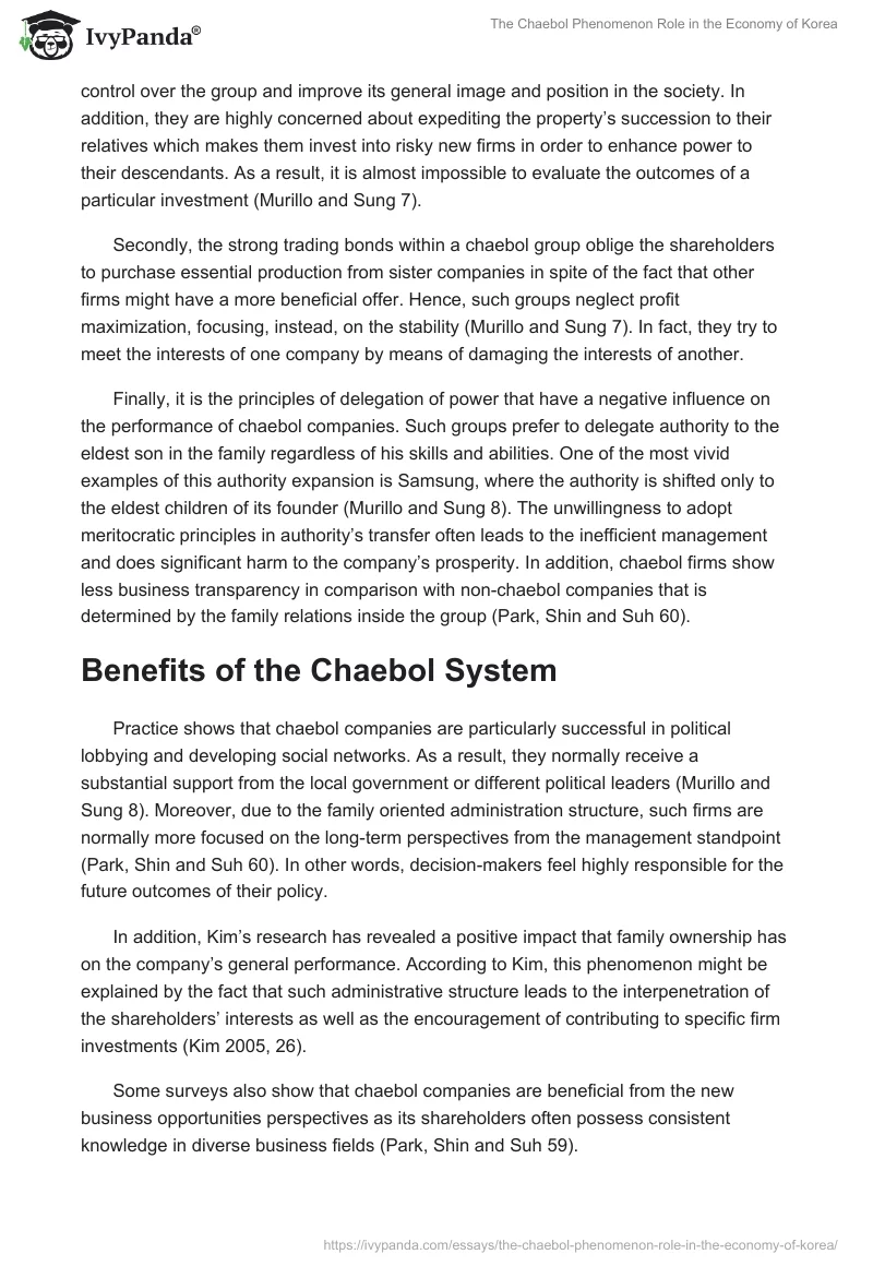 The Chaebol Phenomenon Role in the Economy of Korea. Page 4
