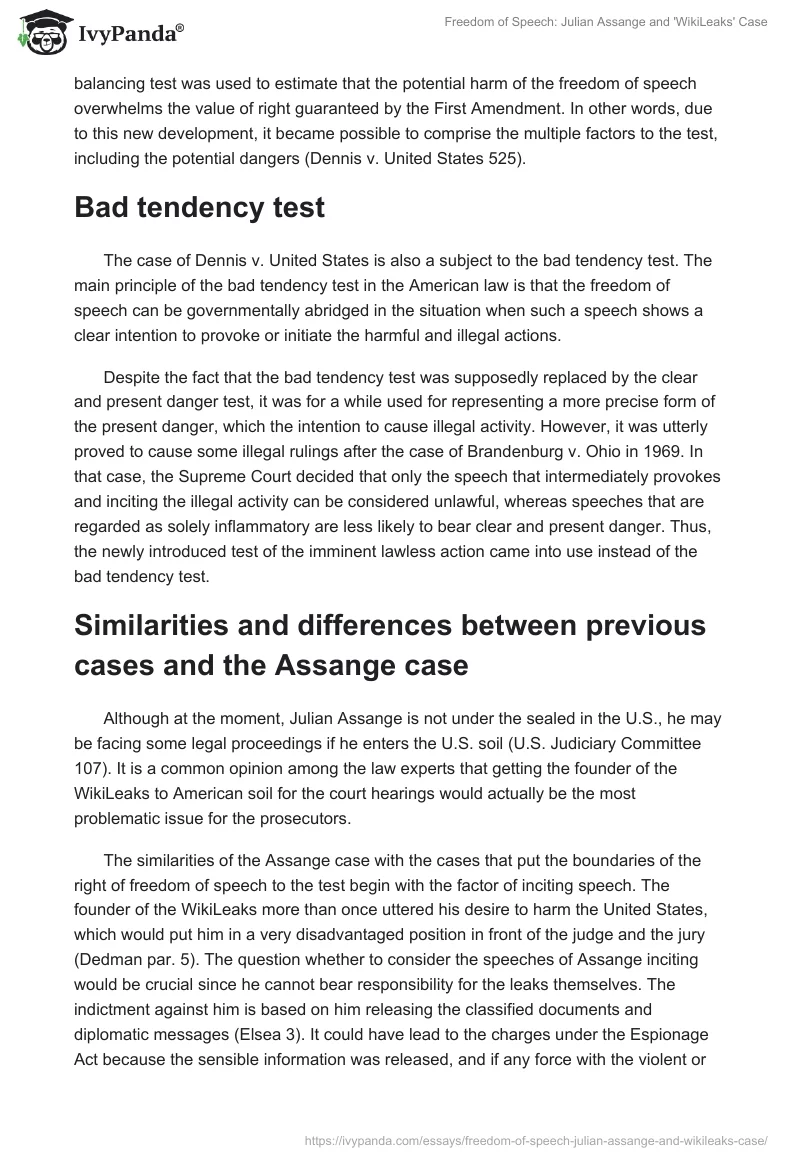 Freedom of Speech: Julian Assange and 'WikiLeaks' Case. Page 3