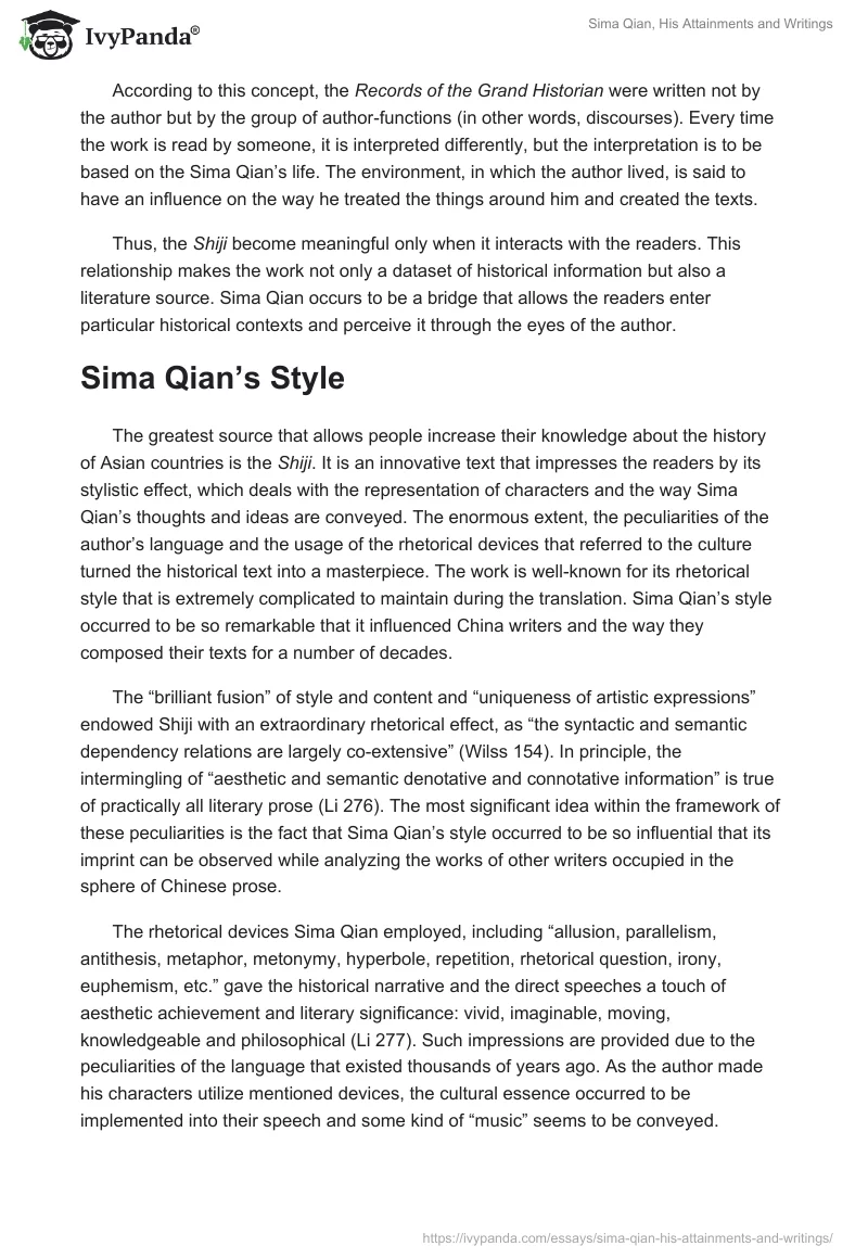 Sima Qian, His Attainments and Writings. Page 2