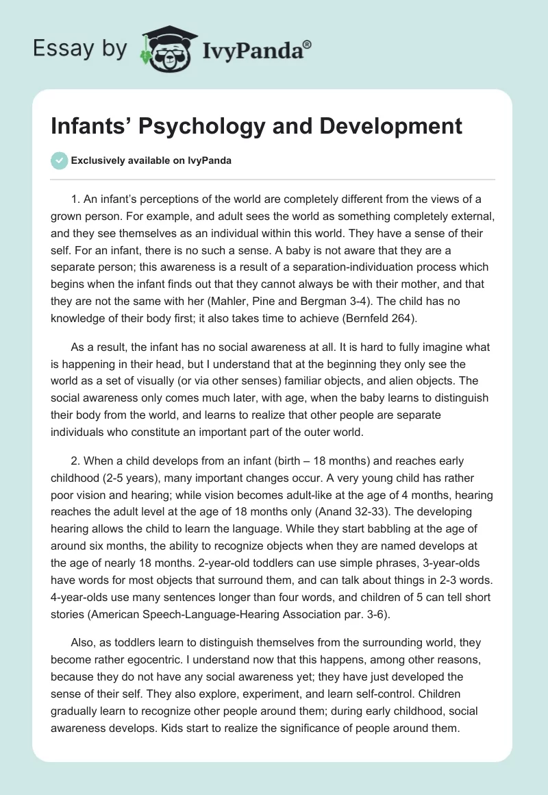 Infants’ Psychology and Development. Page 1