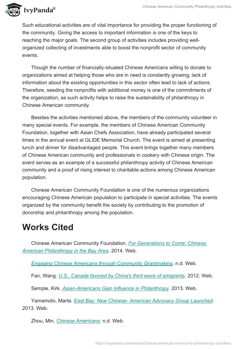 Chinese American Community Philanthropy Activities. Page 2