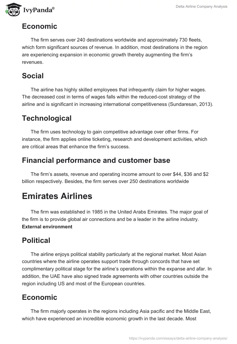 Delta Airline Company Analysis. Page 2