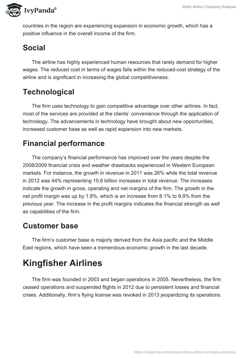 Delta Airline Company Analysis. Page 3