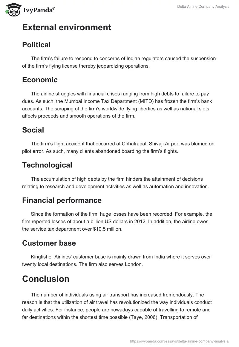 Delta Airline Company Analysis. Page 4