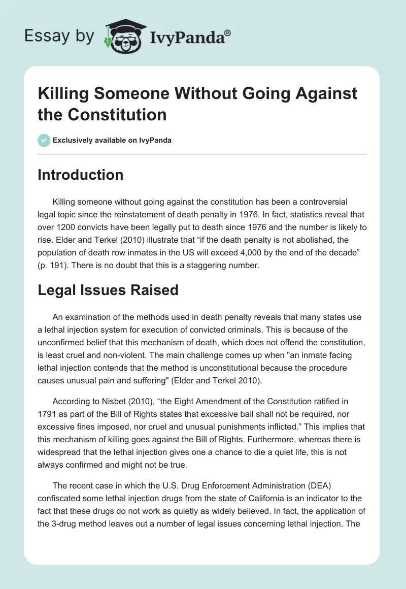 Killing Someone Without Going Against the Constitution. Page 1