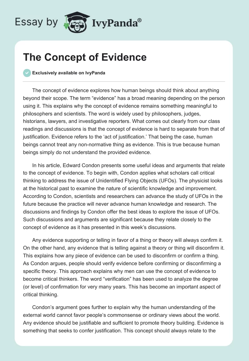 The Concept of Evidence. Page 1