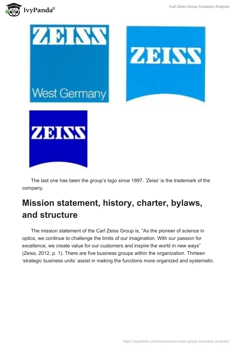 Carl Zeiss Group Company Analysis. Page 4