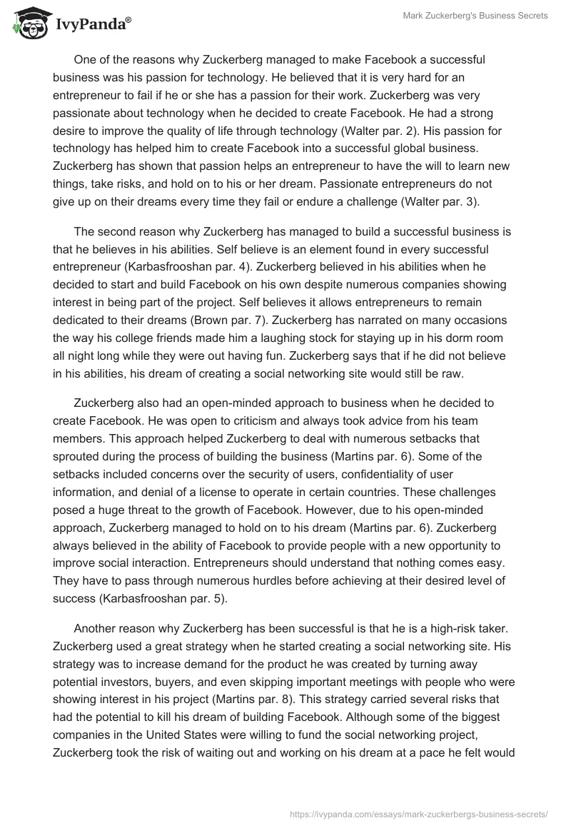 Mark Zuckerberg's Business Secrets. Page 2