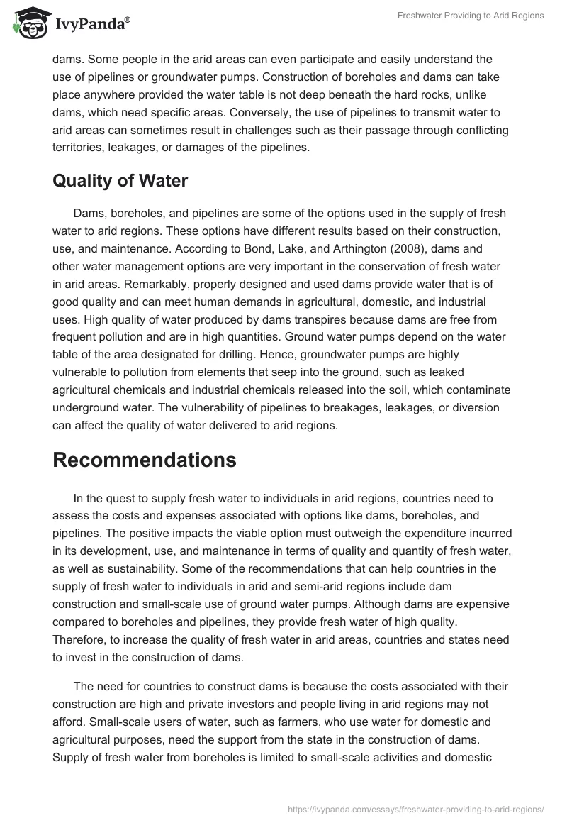 Freshwater Providing to Arid Regions. Page 3