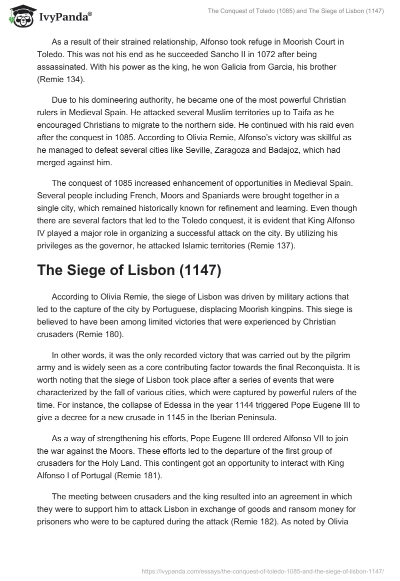"The Conquest of Toledo (1085)" and "The Siege of Lisbon (1147)". Page 2