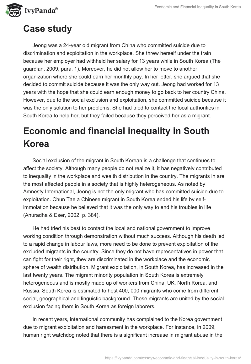 Economic and Financial Inequality in South Korea. Page 2