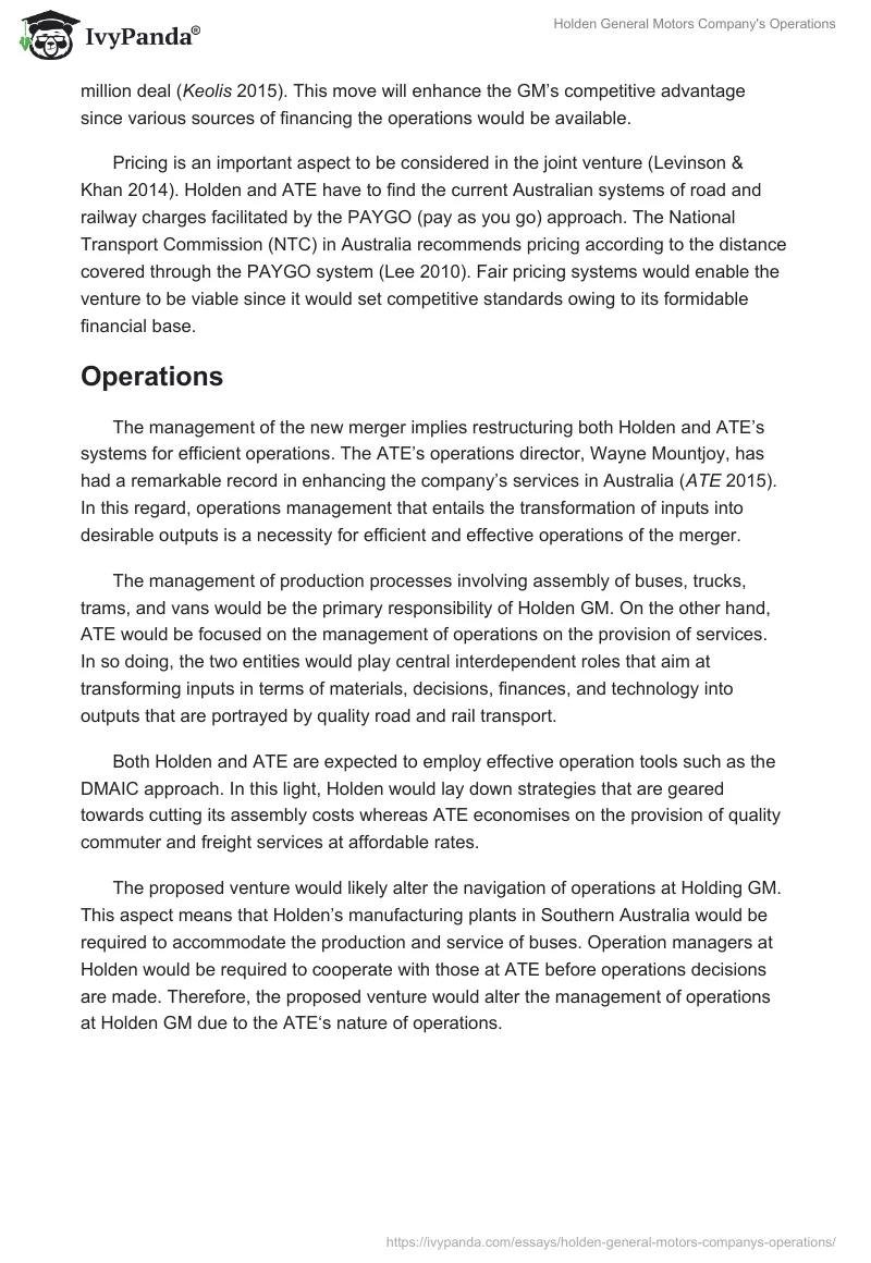 Holden General Motors Company's Operations. Page 3