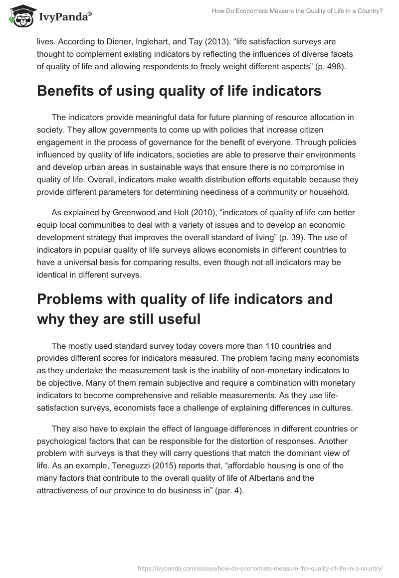 How Do Economists Measure the Quality of Life in a Country?. Page 2