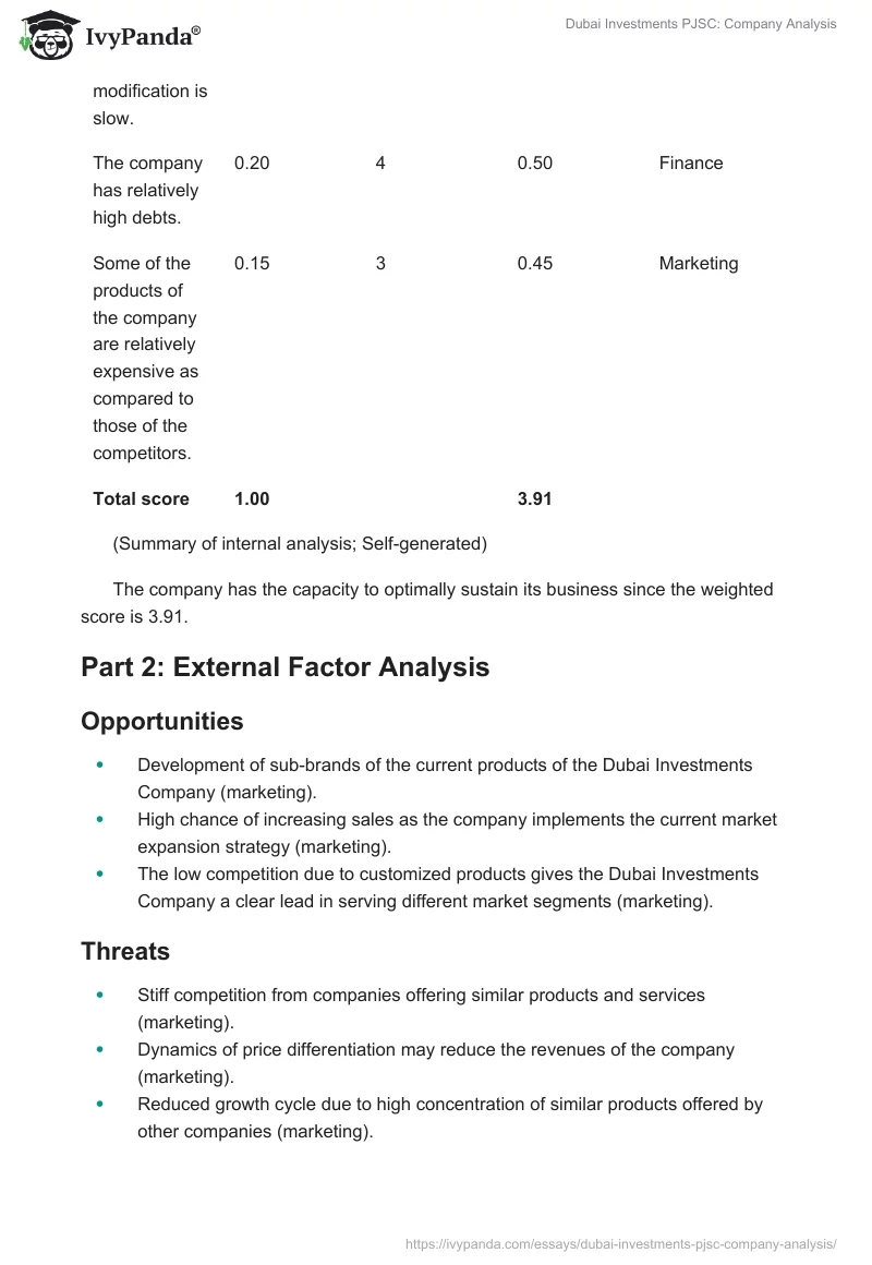 Dubai Investments PJSC: Company Analysis. Page 3