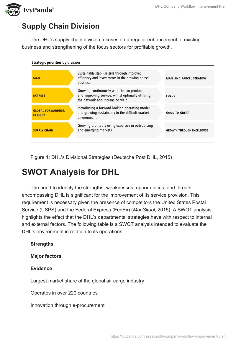 DHL Company Workflow Improvement Plan. Page 3