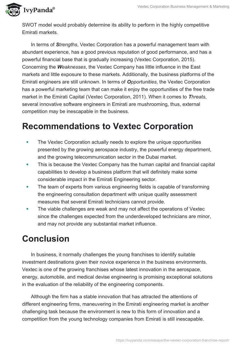 Vextec Corporation Business Management & Marketing. Page 4