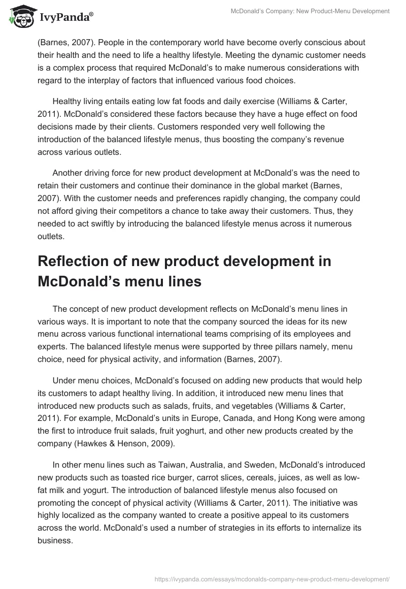 McDonald’s Company: New Product-Menu Development. Page 2