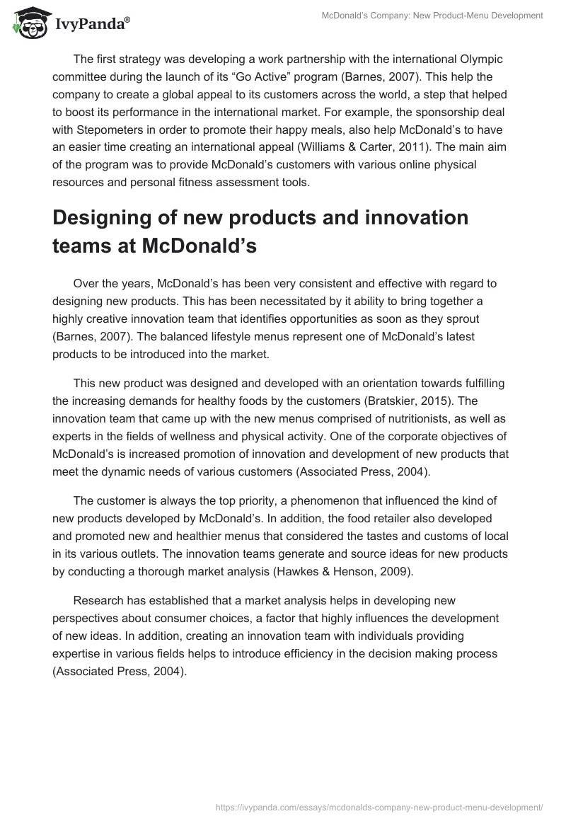 McDonald’s Company: New Product-Menu Development. Page 3
