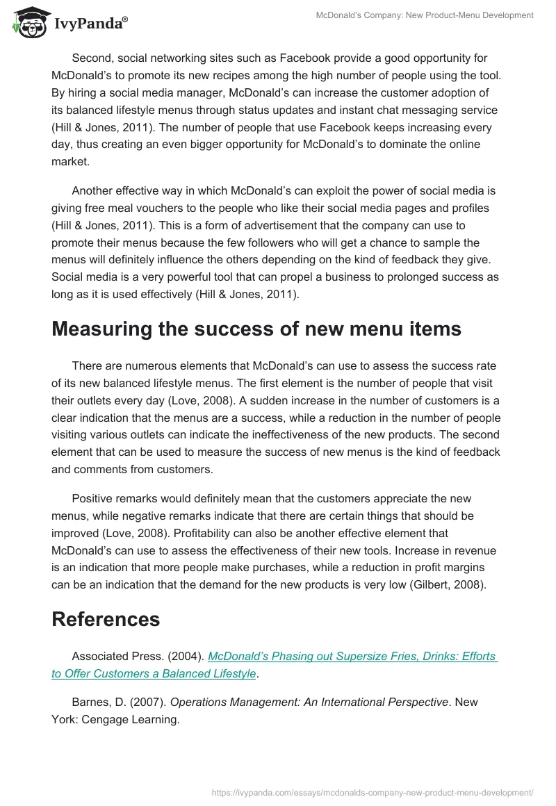 McDonald’s Company: New Product-Menu Development. Page 5