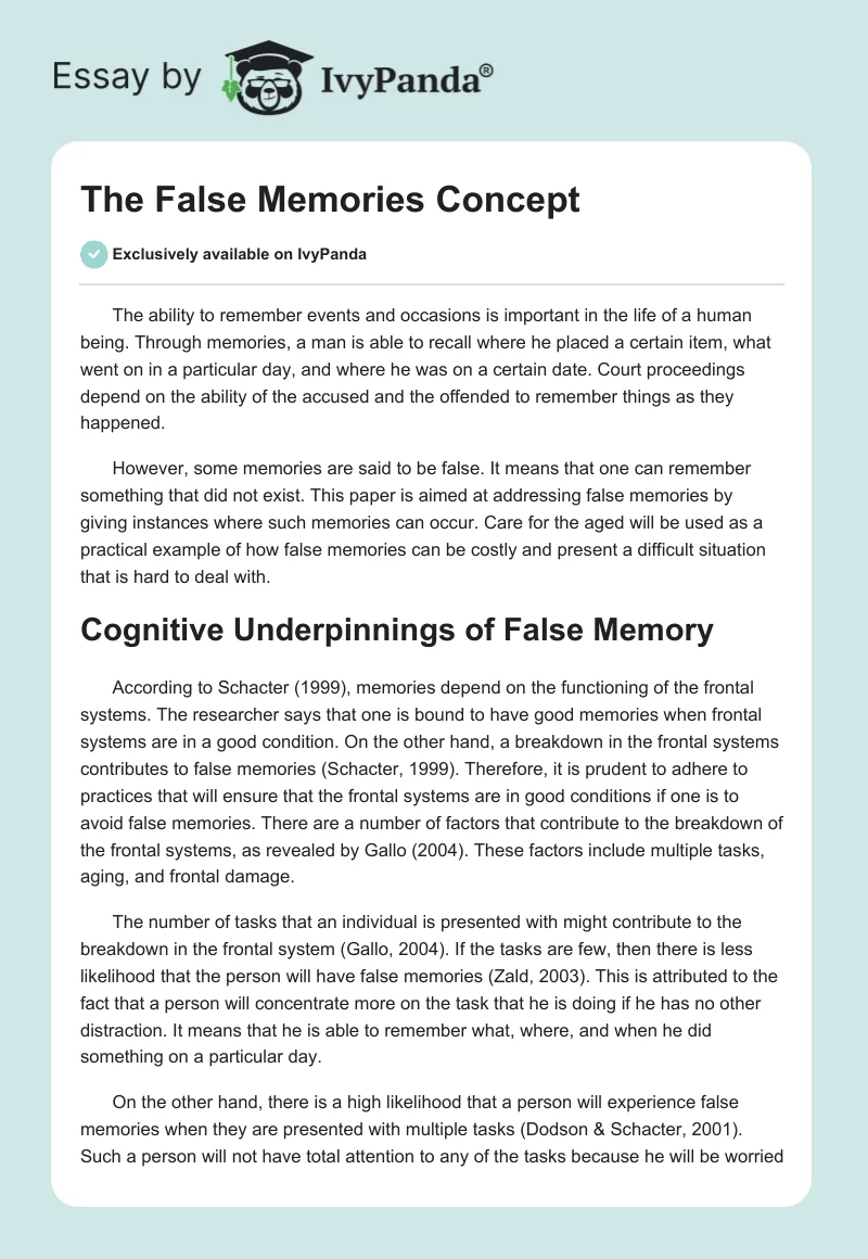 The False Memories Concept. Page 1