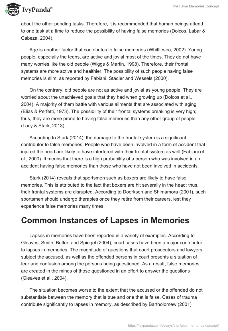 The False Memories Concept. Page 2