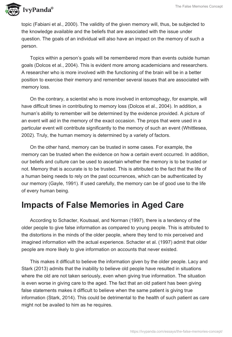 The False Memories Concept. Page 4