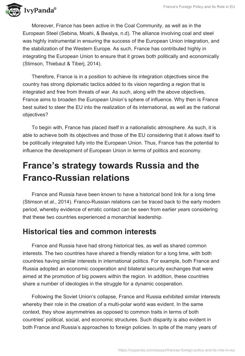 France's Foreign Policy and Its Role in EU. Page 2