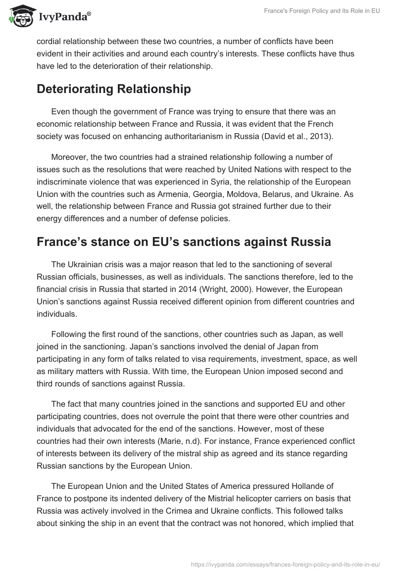 France's Foreign Policy and Its Role in EU. Page 3