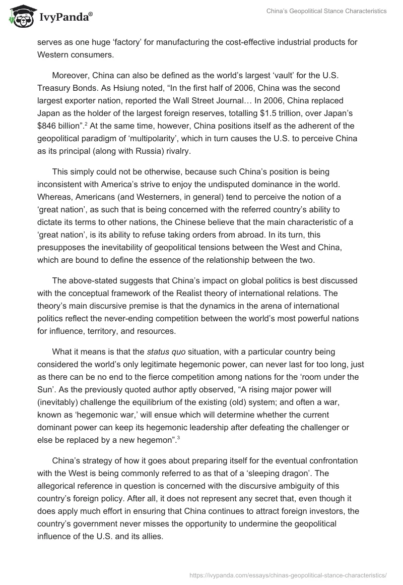 China’s Geopolitical Stance Characteristics. Page 2