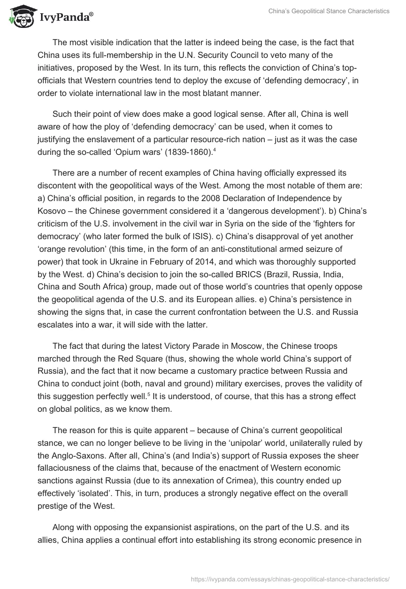 China’s Geopolitical Stance Characteristics. Page 3