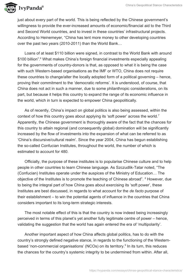 China’s Geopolitical Stance Characteristics. Page 4