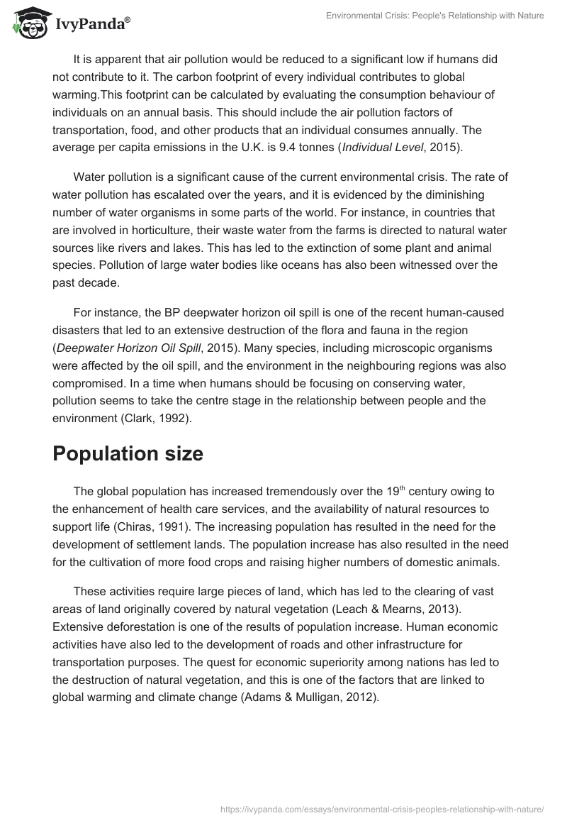 Environmental Crisis: People’s Relationship With Nature. Page 2