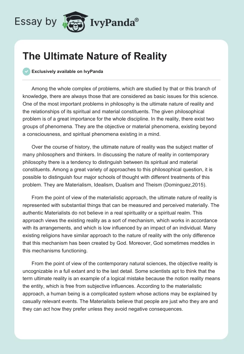 The Ultimate Nature of Reality. Page 1