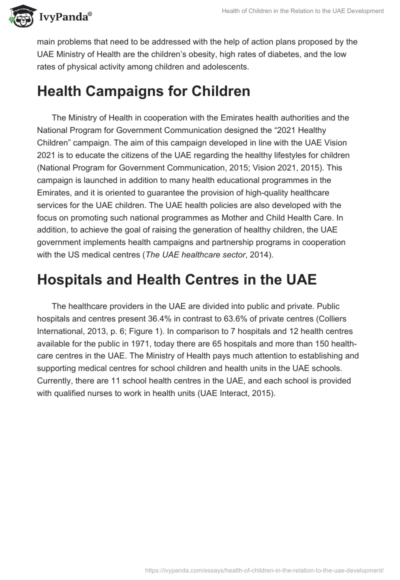 Health of Children in the Relation to the UAE Development. Page 2