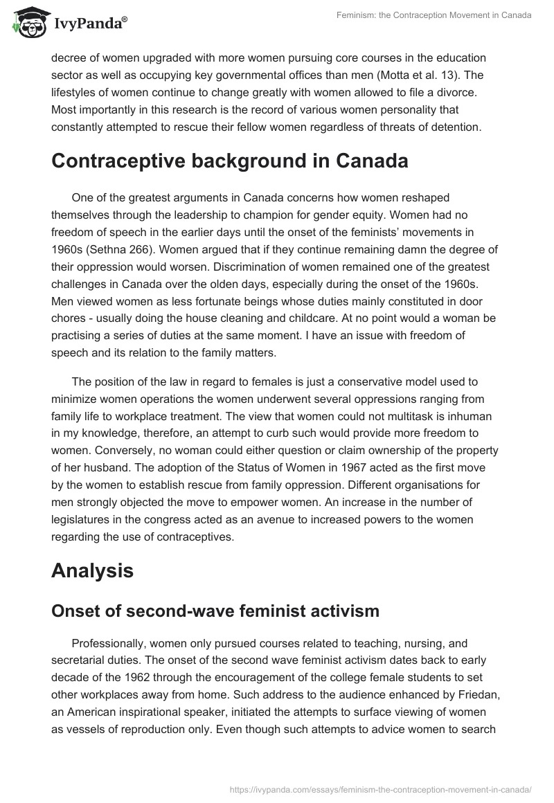 Feminism: the Contraception Movement in Canada. Page 2