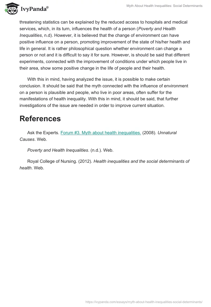 Myth About Health Inequalities: Social Determinants. Page 2