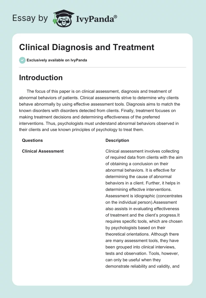 Clinical Diagnosis and Treatment. Page 1
