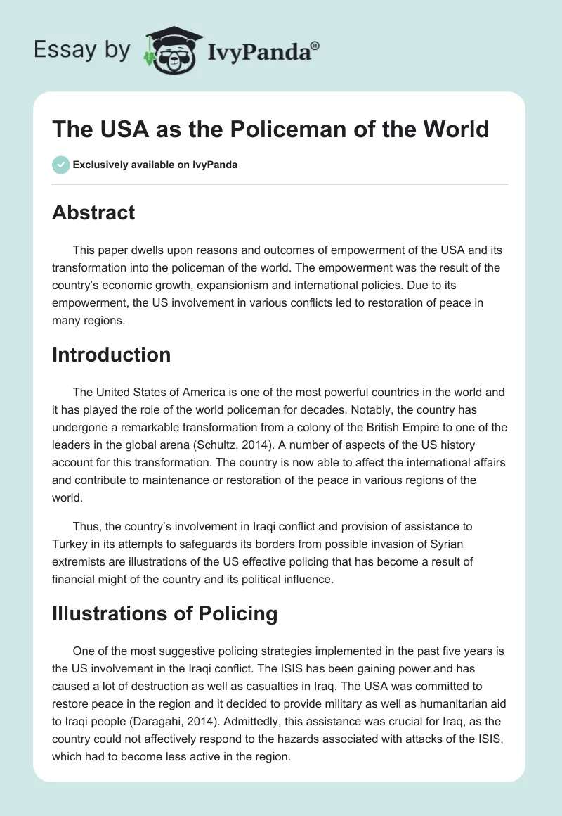 The USA as the Policeman of the World. Page 1
