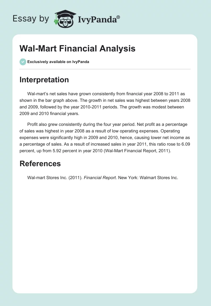 Wal-Mart Financial Analysis. Page 1