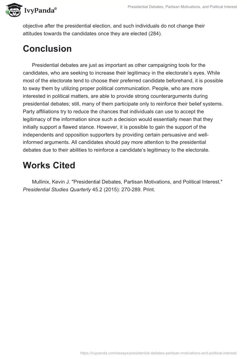 Presidential Debates, Partisan Motivations, and Political Interest. Page 3
