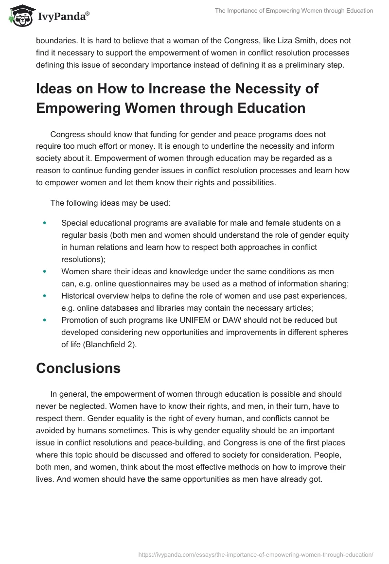 The Importance of Empowering Women through Education. Page 3