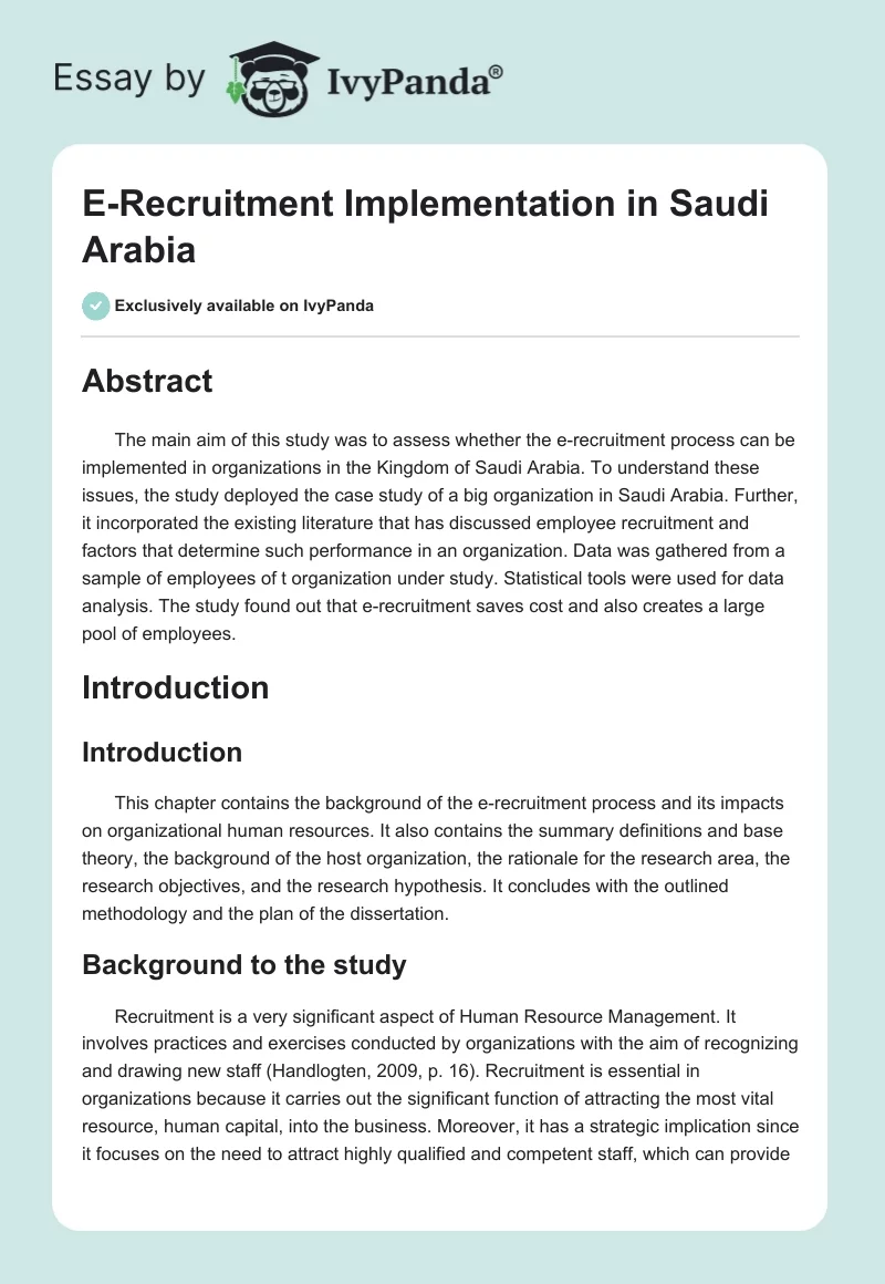 E-Recruitment Implementation in Saudi Arabia. Page 1
