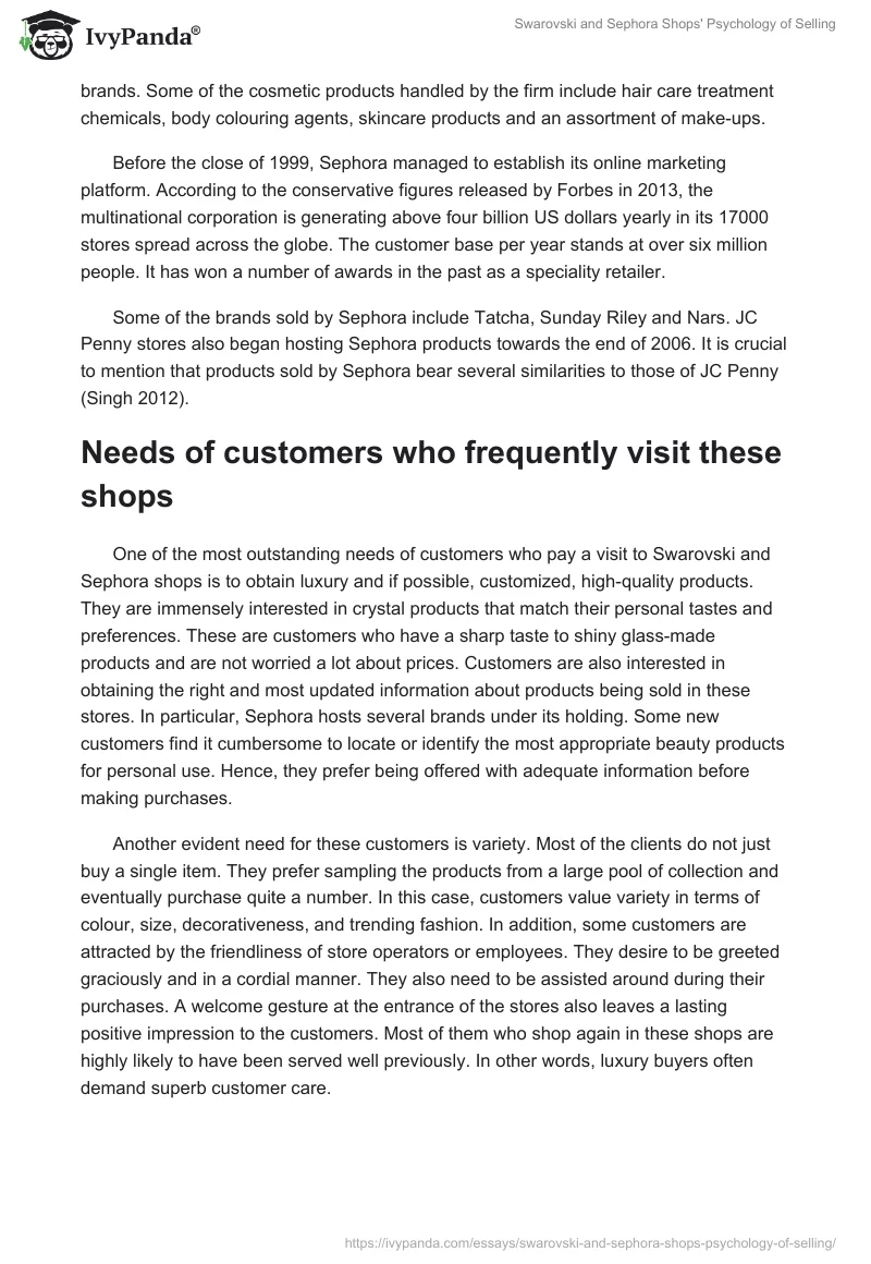 Swarovski and Sephora Shops' Psychology of Selling. Page 2