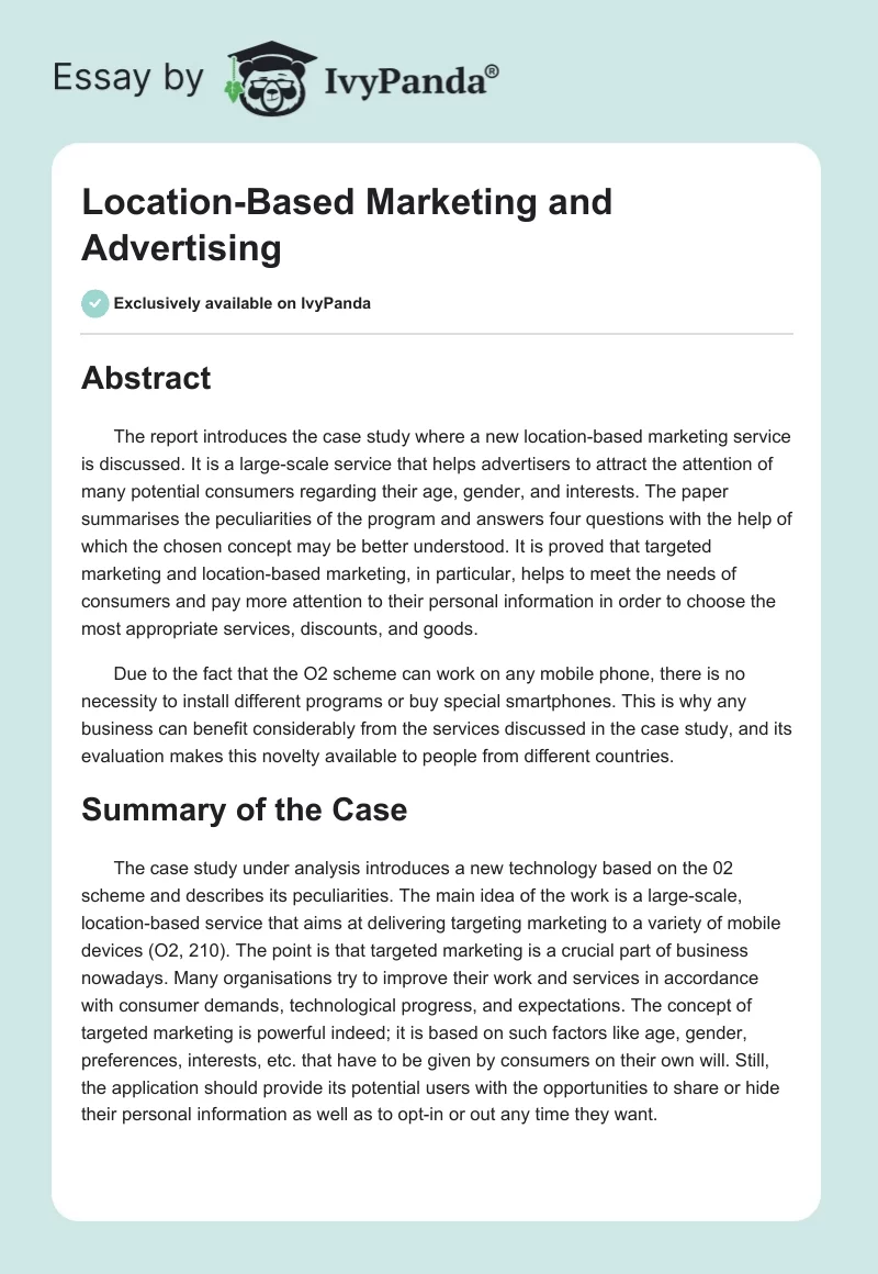 Location-Based Marketing and Advertising. Page 1