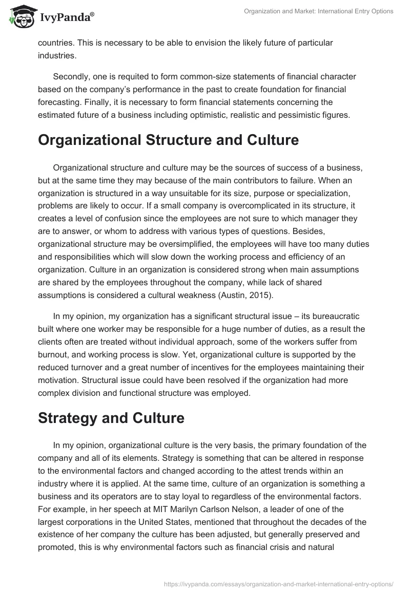 Organization and Market: International Entry Options. Page 2