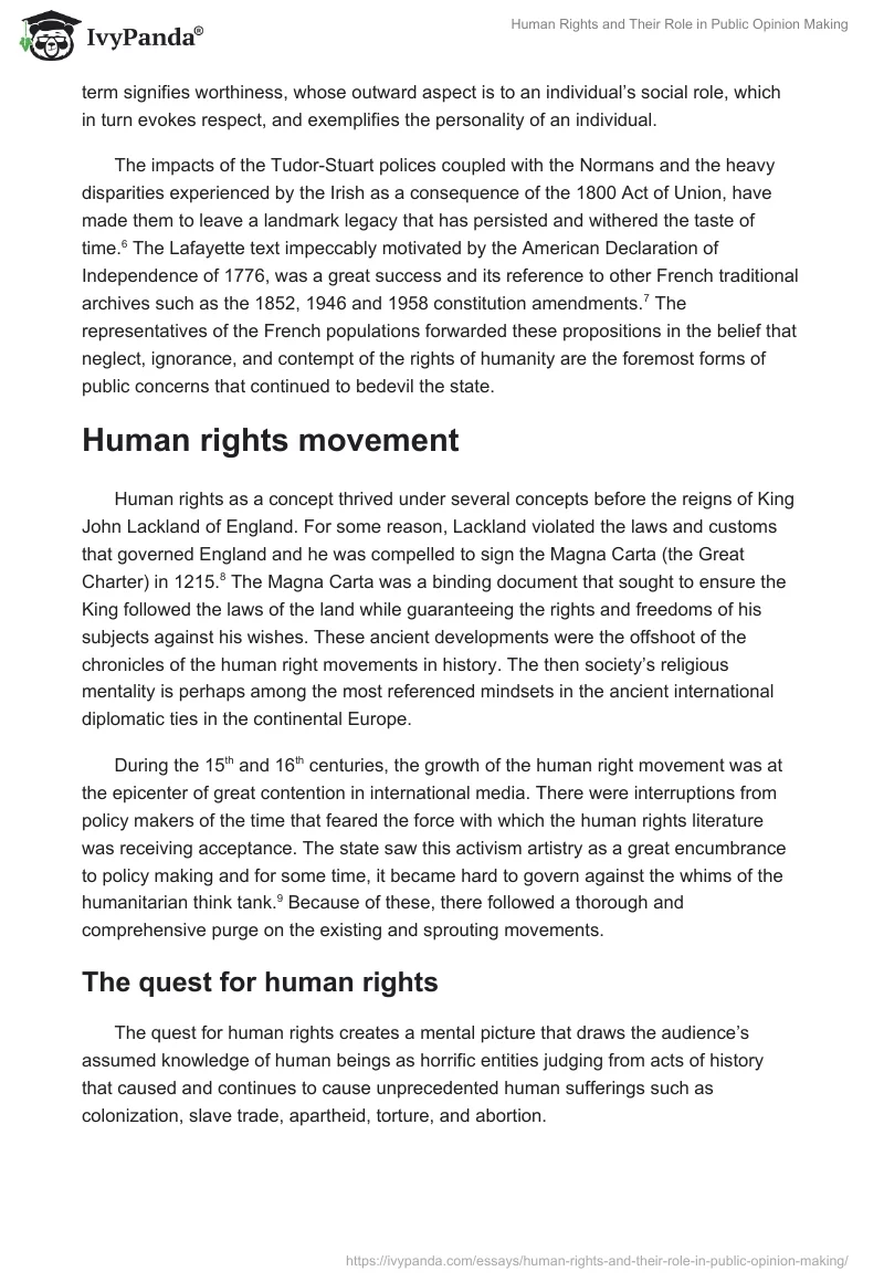 Human Rights and Their Role in Public Opinion Making. Page 2
