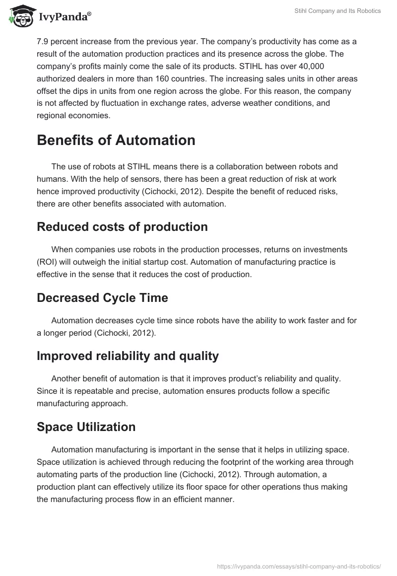 Stihl Company and Its Robotics. Page 2