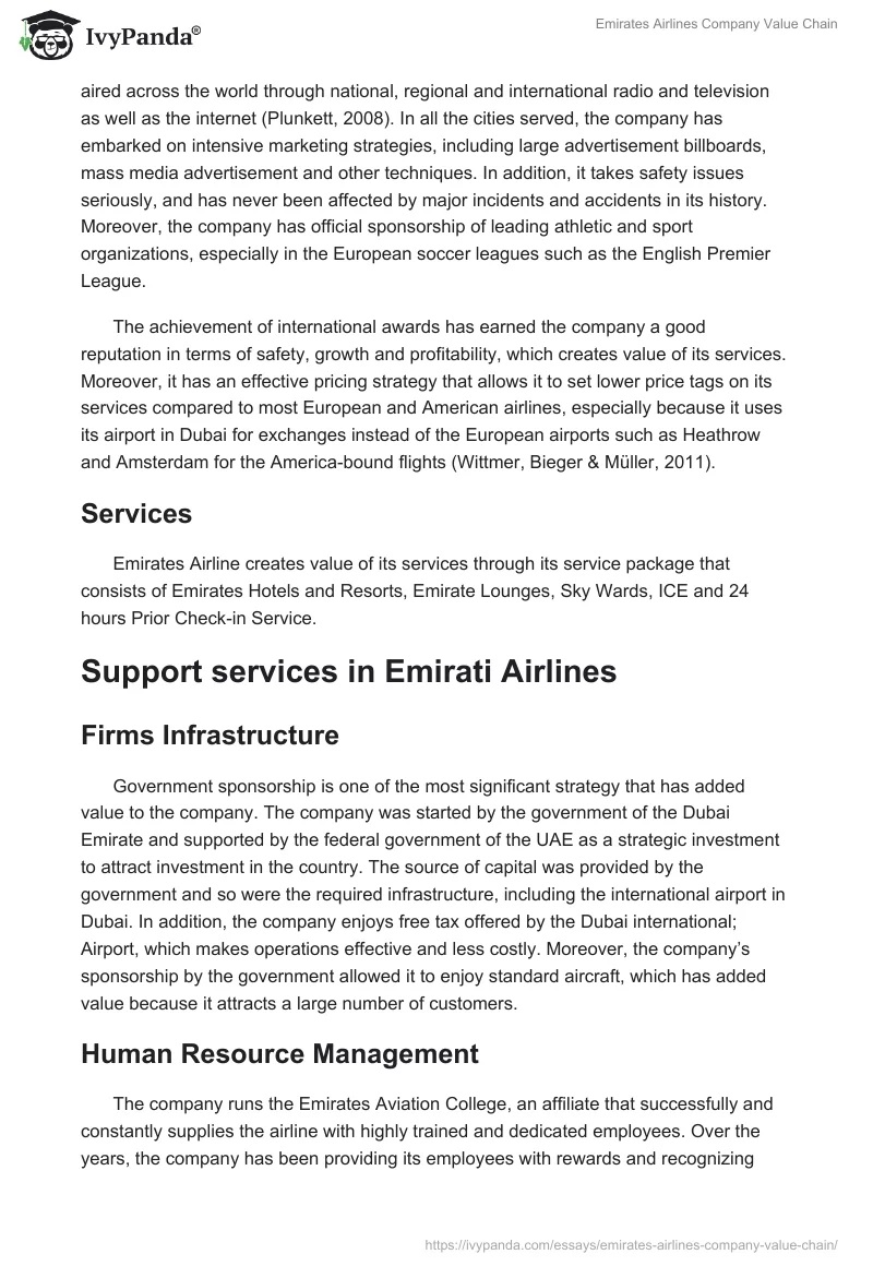 Emirates Airlines Company Value Chain. Page 3